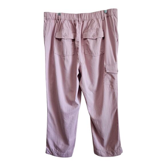 TALBOTS Women's 16 16W Cargo Pants Dusty Pink Cropped Cotton Linen Tencel 36 - Picture 6 of 7